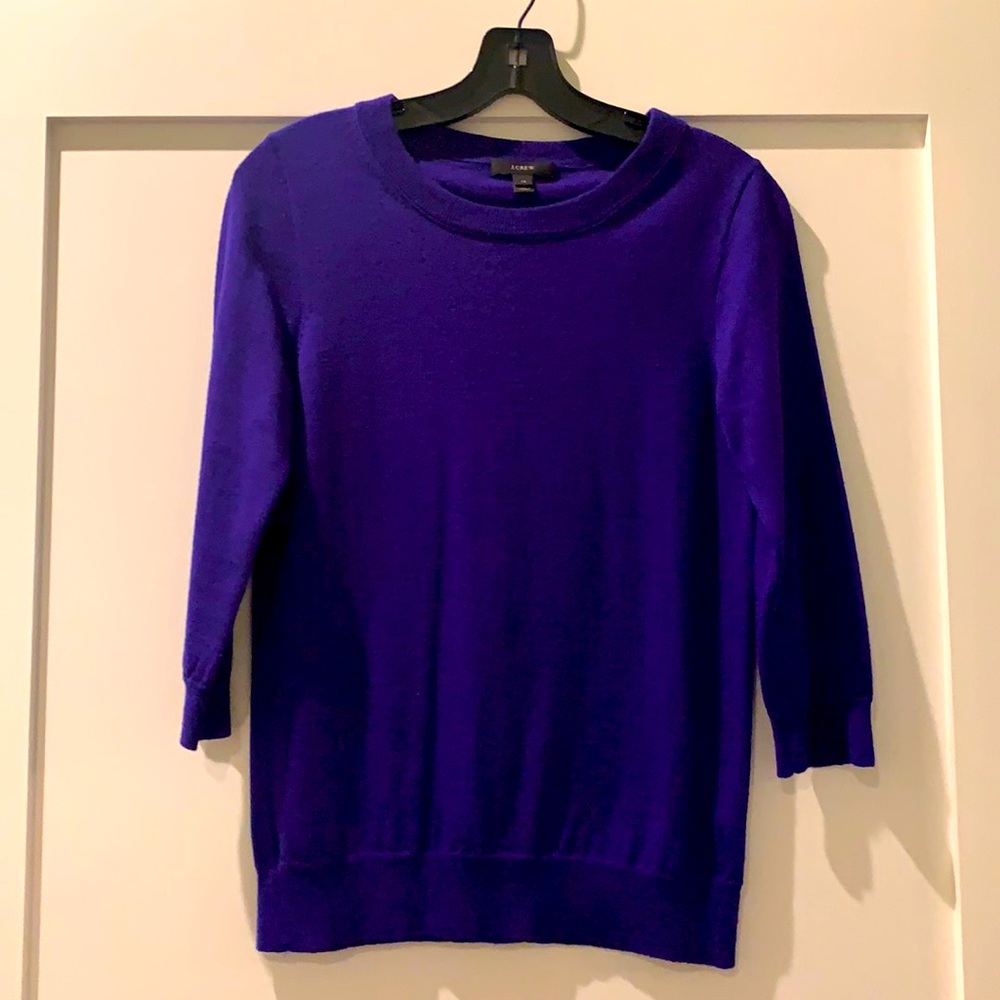 J crew purple 3/4 sleeve sweater XS